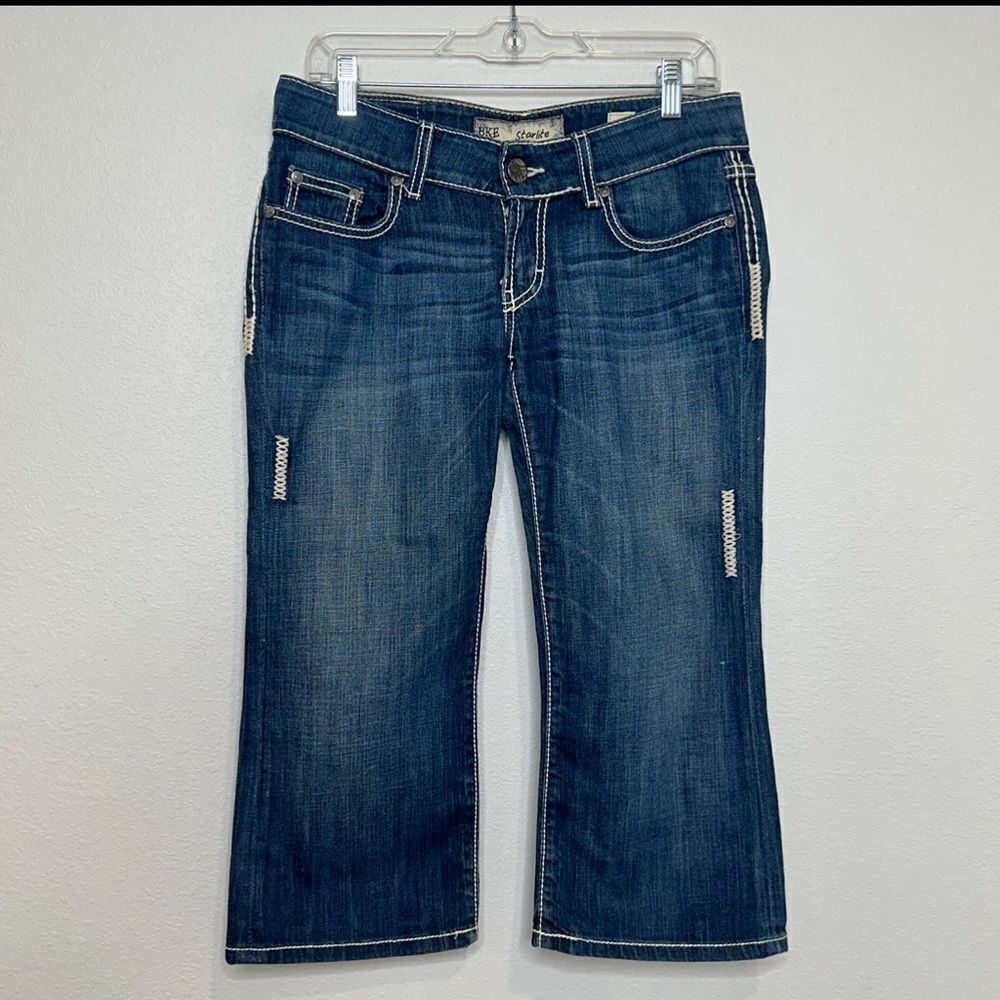 BKE Buckle‎ Denim Capri Cropped Jeans Starlite Thick Stitch Women Sz 28